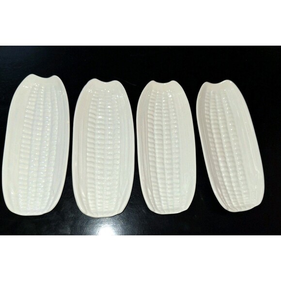 Bordallo Pinheiro White Ceramic Corn Cob Holders set of 4 Made in Portugal - Picture 2 of 12